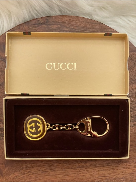 Gucci Handbags - GUCCI Vintage Marina Interlocking G Gold Tone Bag Charm/Keychain w/Box